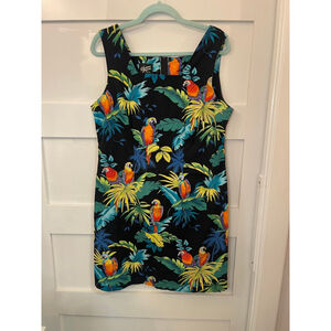 Vintage Shannon Marie Hawaii Dress Parrot Tropical Print Cotton XL USA